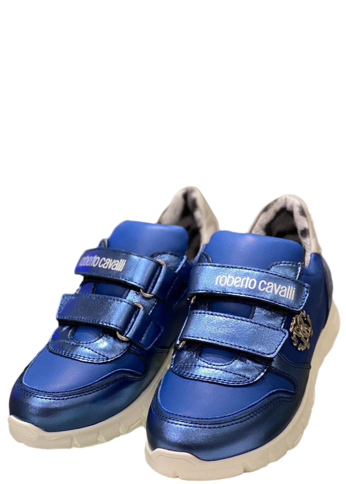 Blue Leather Strap Sneakers