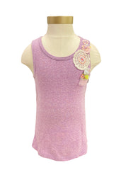 Purple White Top With Organzas Sleeveless T-Shirt