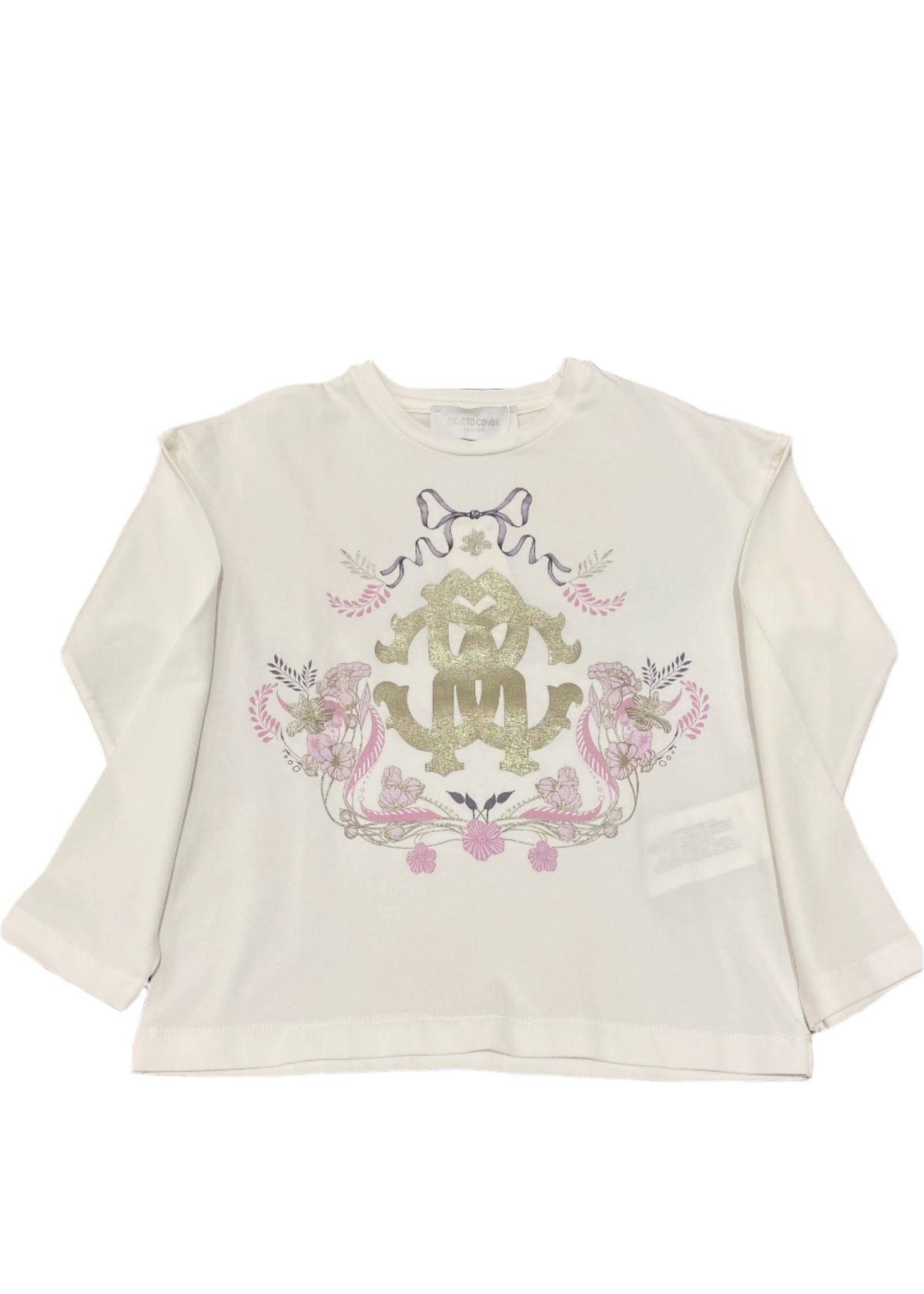 Ribbon Flower Print Long Sleeve T-Shirt