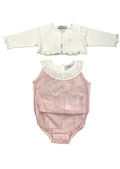 Lace Collar Onesie with Cardigan