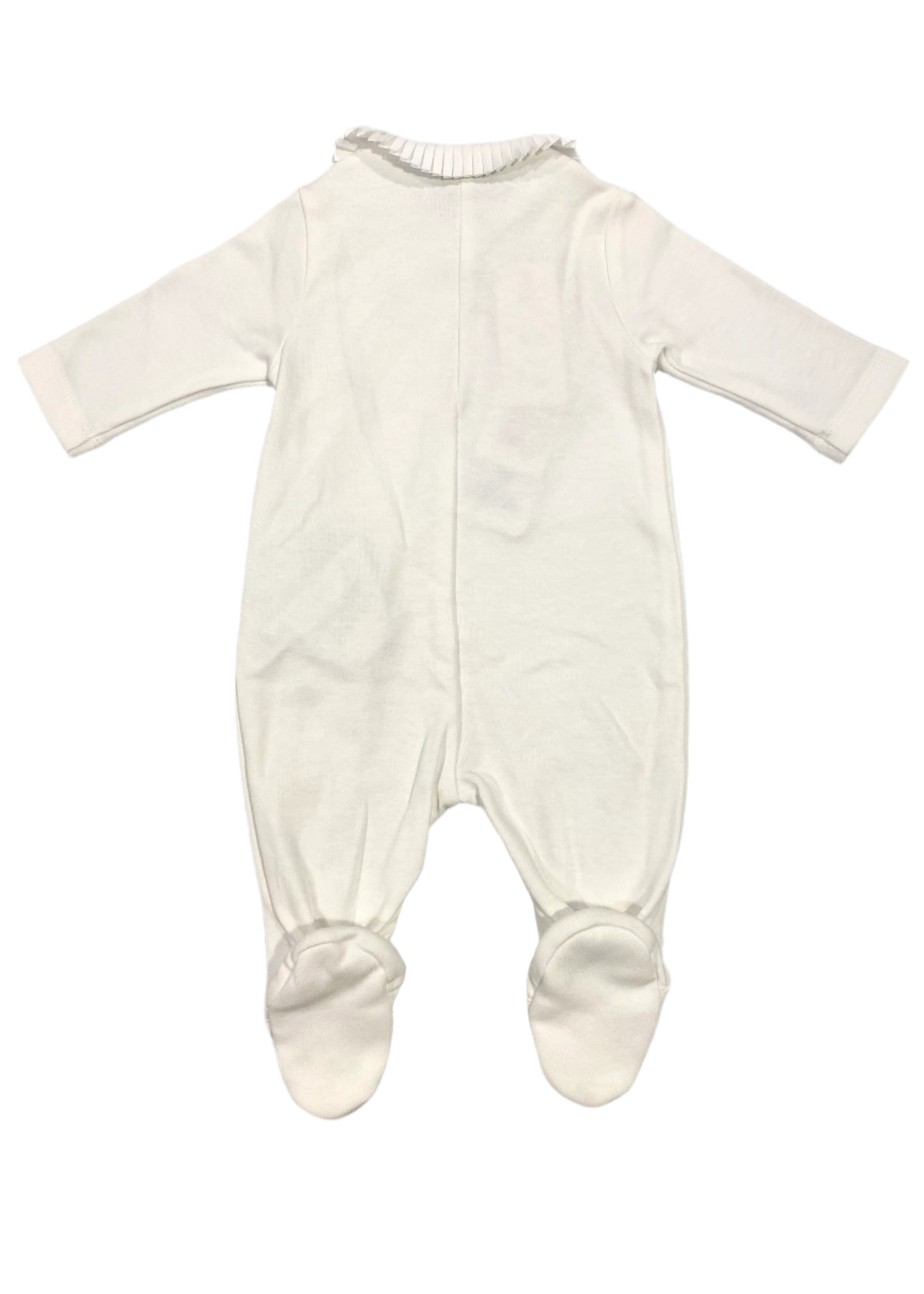 'EA' Embroidered Pleat Trim Romper