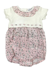 Knitted Flower with Frills Neckline Romper Suit