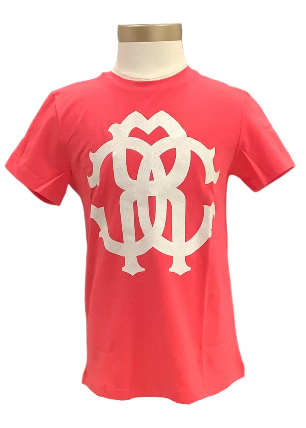 Pink White Glitter Logo Short Sleeve T-Shirt