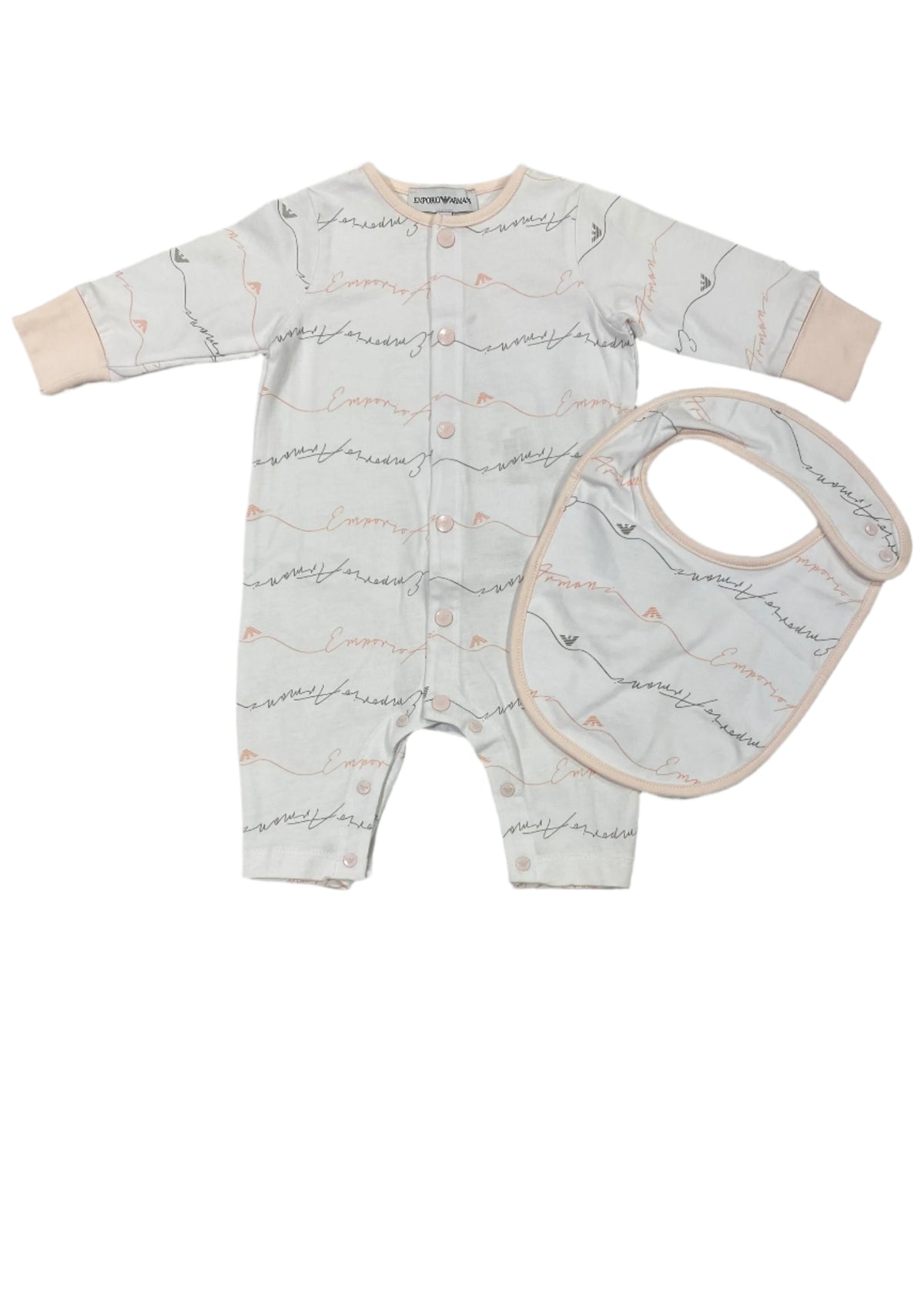 Emporio Armani Signature Romper and Bib Set