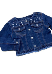 Denim Jacket with Silver Embroidery
