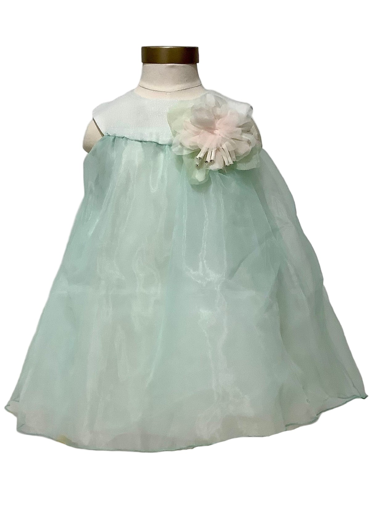 Mint Green Sleeveless Flower Dress