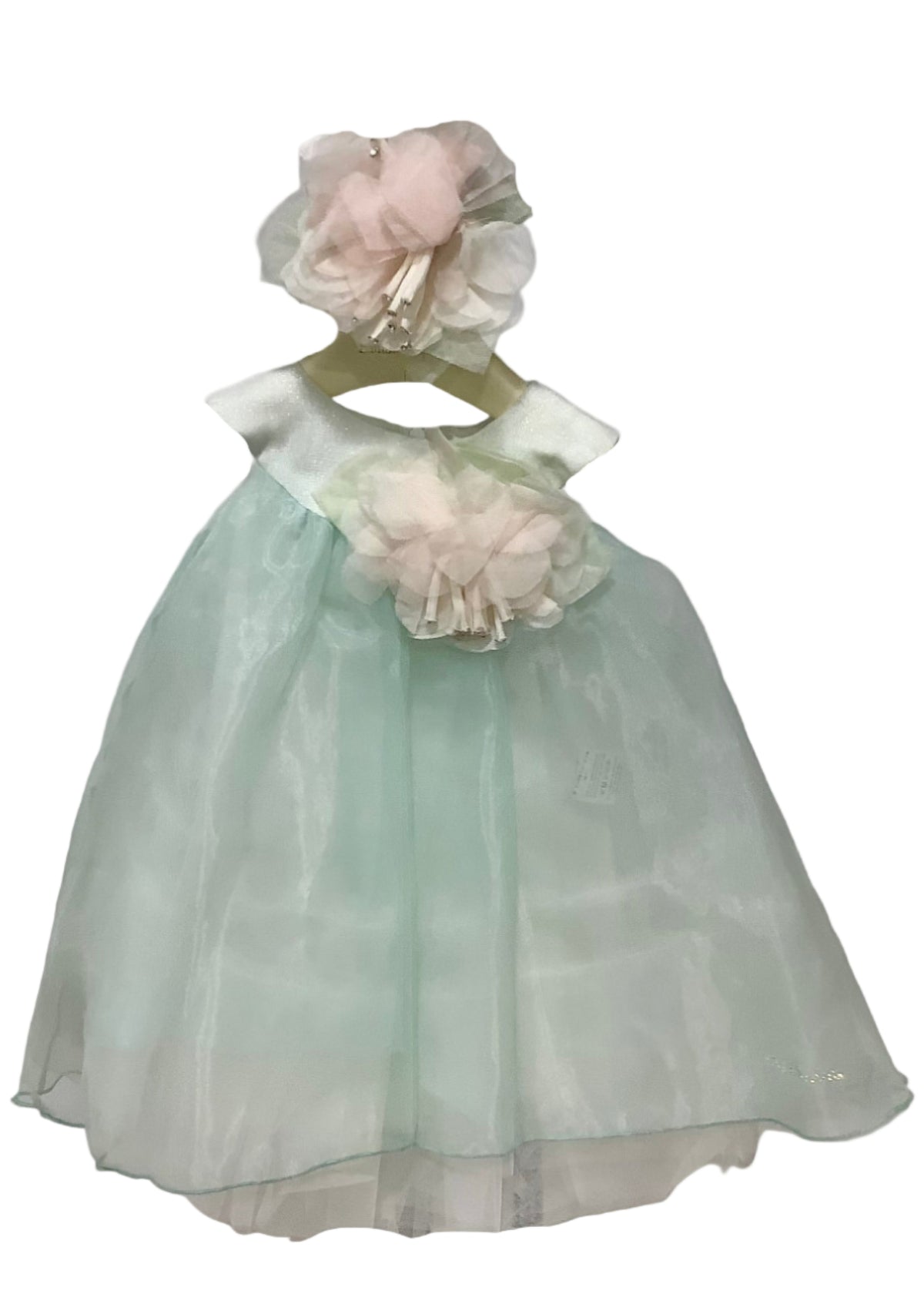 Silk Tulle Mint Green Flower Dress Set