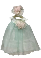 Silk Tulle Mint Green Flower Dress Set