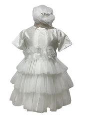 White Silk Tulle Floral Baby Dress Set