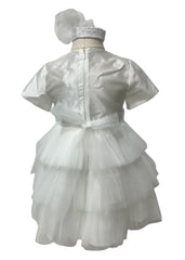 White Silk Tulle Floral Baby Dress Set