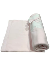 White Pink Fleece with Bear and Bow Bed Blanket