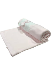 White Pink Fleece with Bear and Bow Bed Blanket
