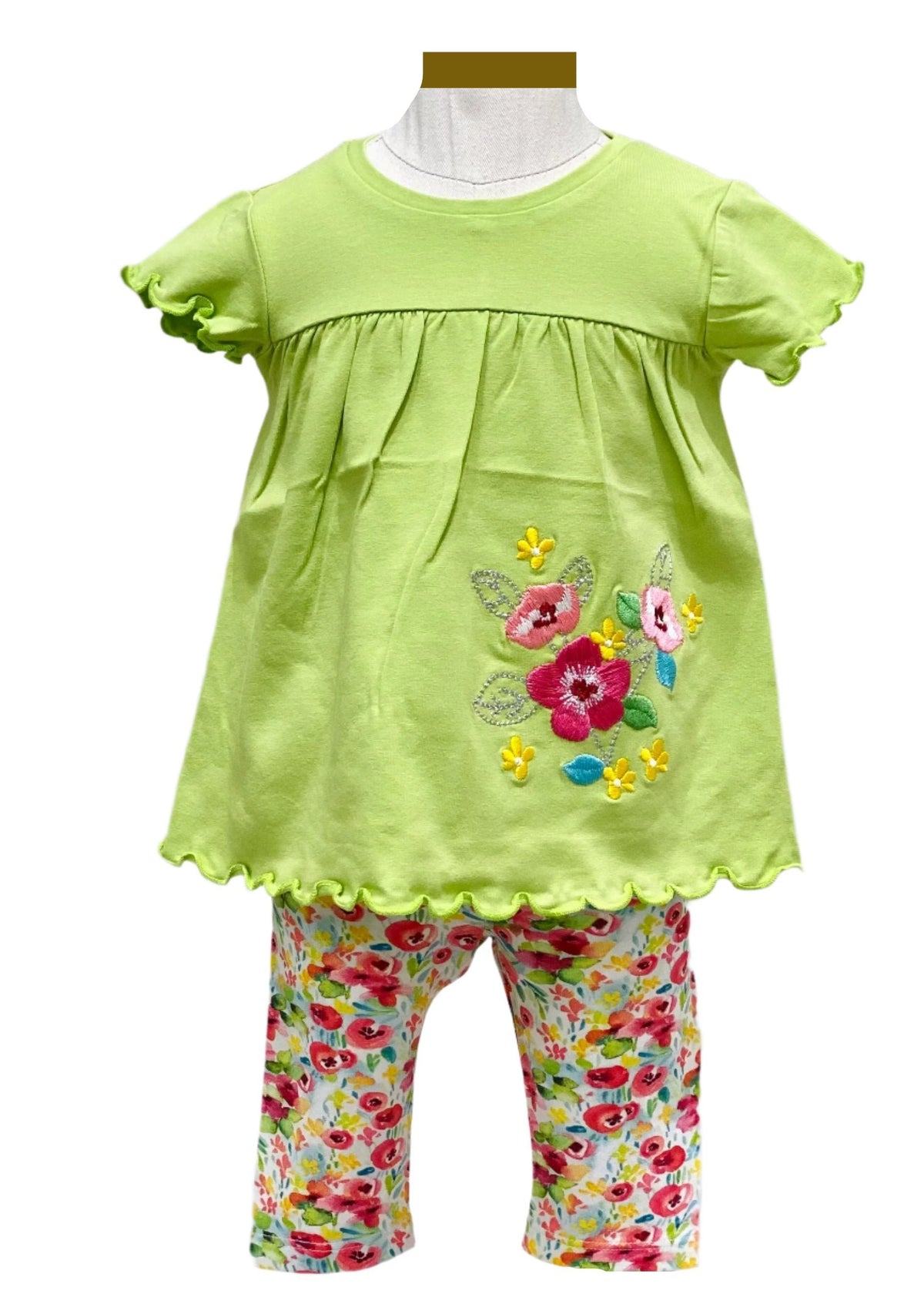 Floral Embroidered Top and Leggings Set