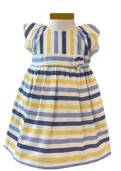 Striped Dress with Flower Applique