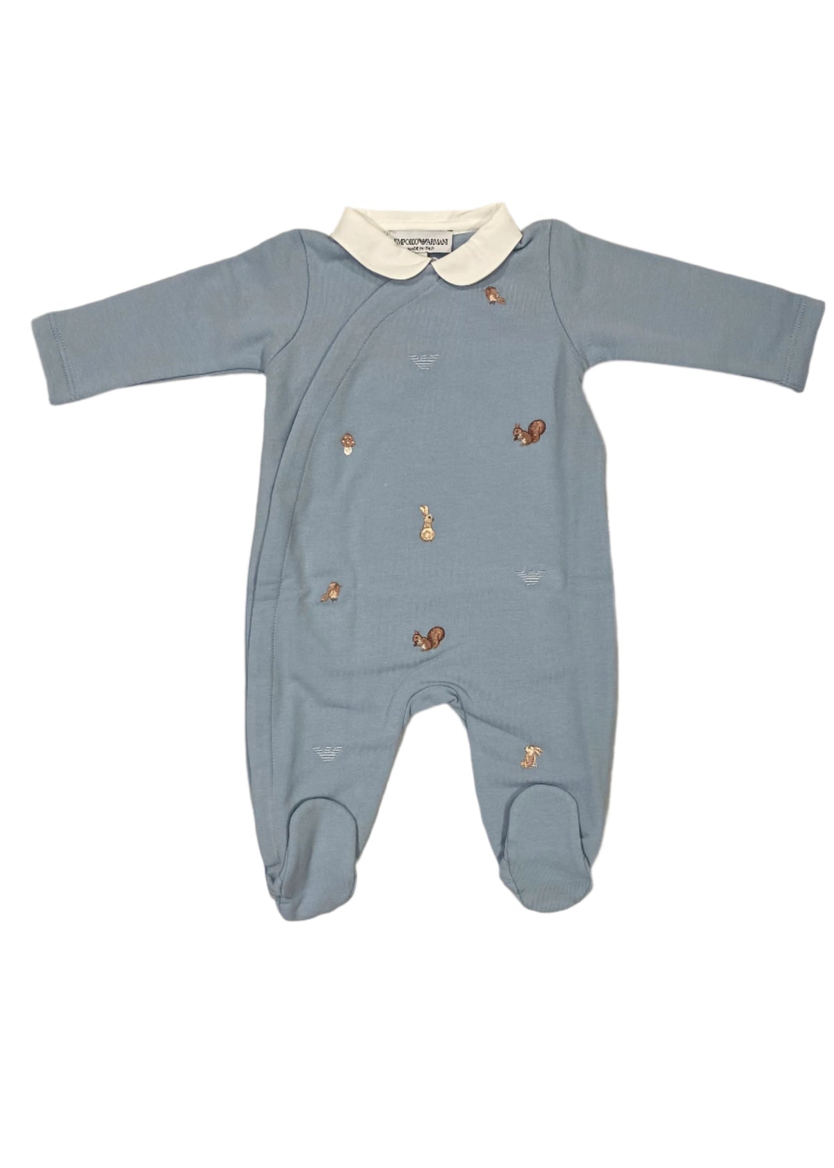 Blue Squirrel Embroidered Romper