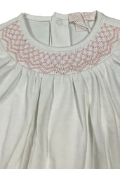 White Pink Full Button Popper Baby Gown