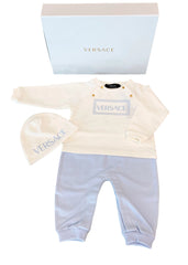 Versace Patterned Border Babygrow and Hat Set