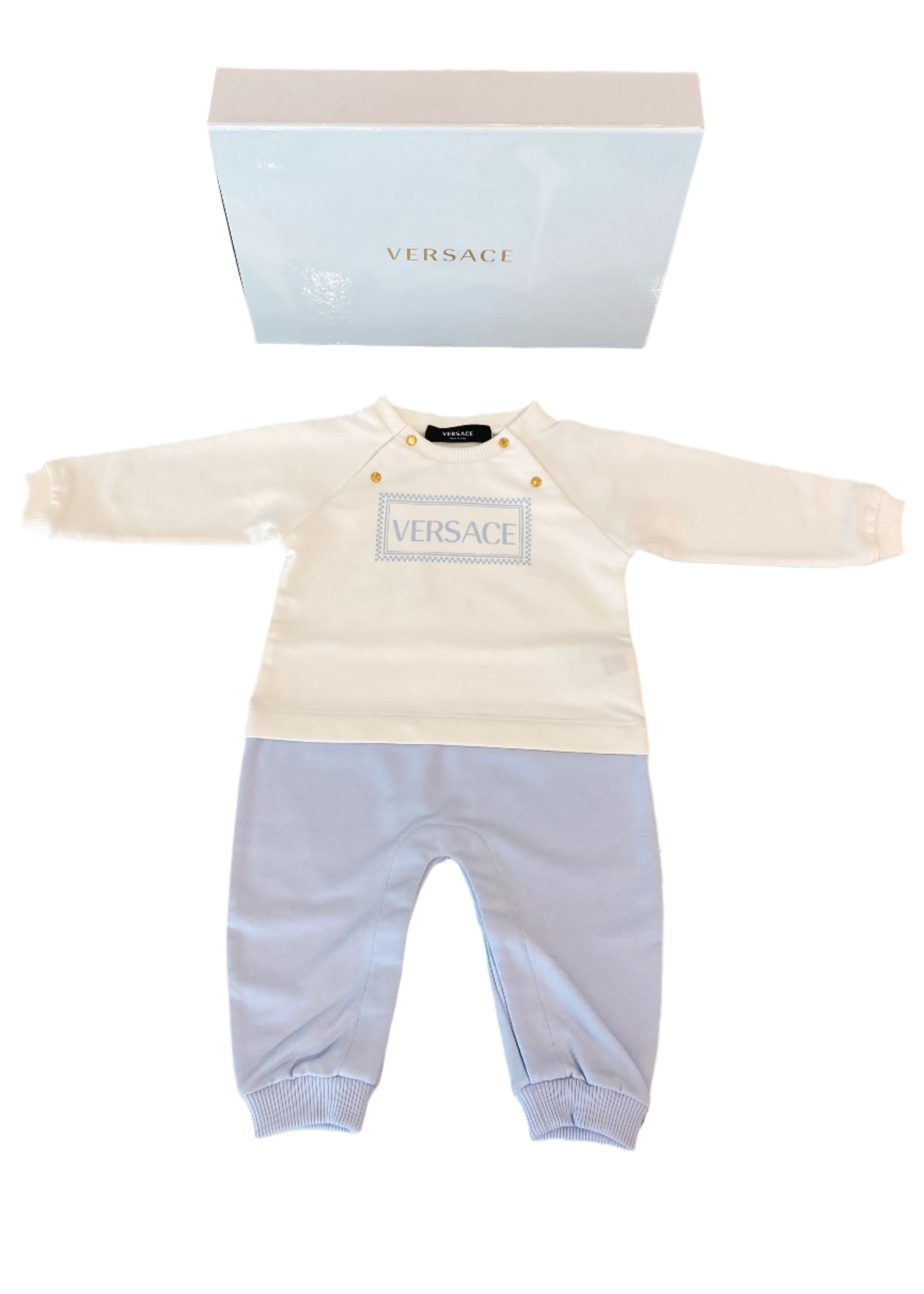 Versace Patterned Border Babygrow and Hat Set