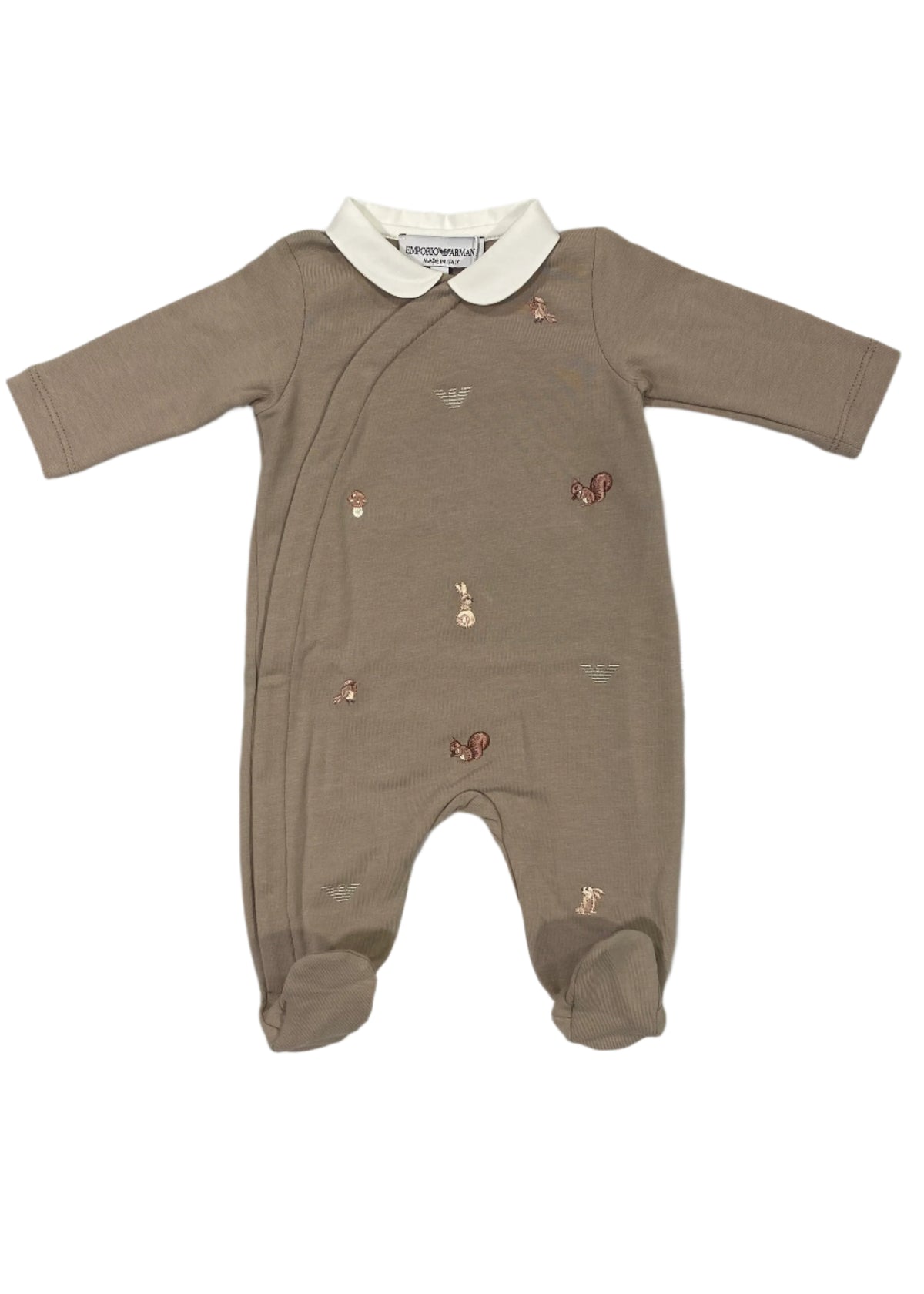 Brown Squirrel Embroidered Romper