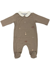 Brown Squirrel Embroidered Romper