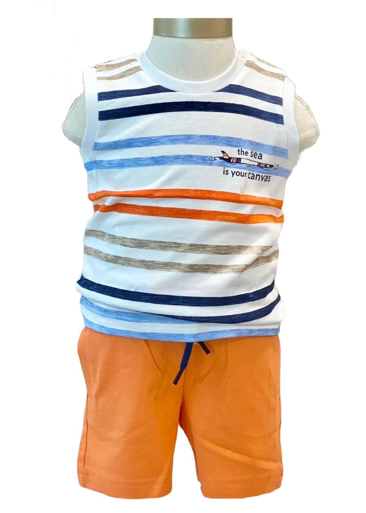 Colored Stripe Sleeveless Top and Short Set