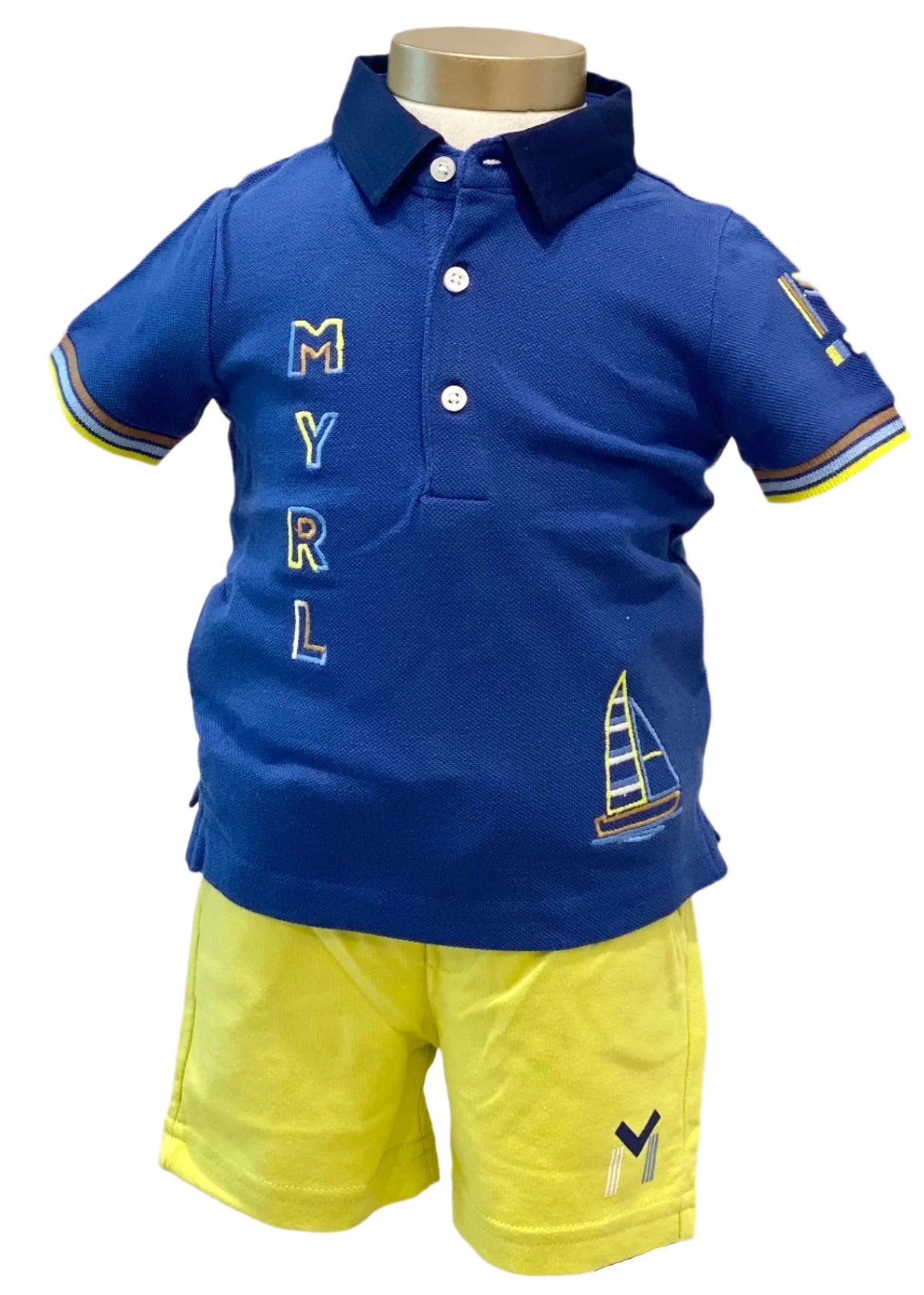 Shirt with Brand Initial Embroidery Design and Short Set