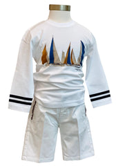Sailboat Print  Longsleeve Top and Bermuda Short
