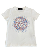 Versace Logo Red Blue Crystal T-Shirt