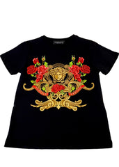 Black Versace Frenzy Roses Printed T-Shirt