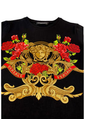 Black Versace Frenzy Roses Printed T-Shirt