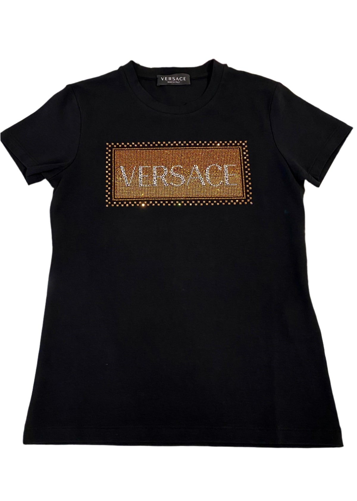 Versace Gold and Silver Crystal Logo