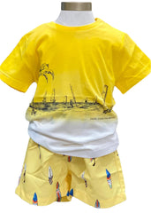 Sea and Surf Print Top and Swimshort Set