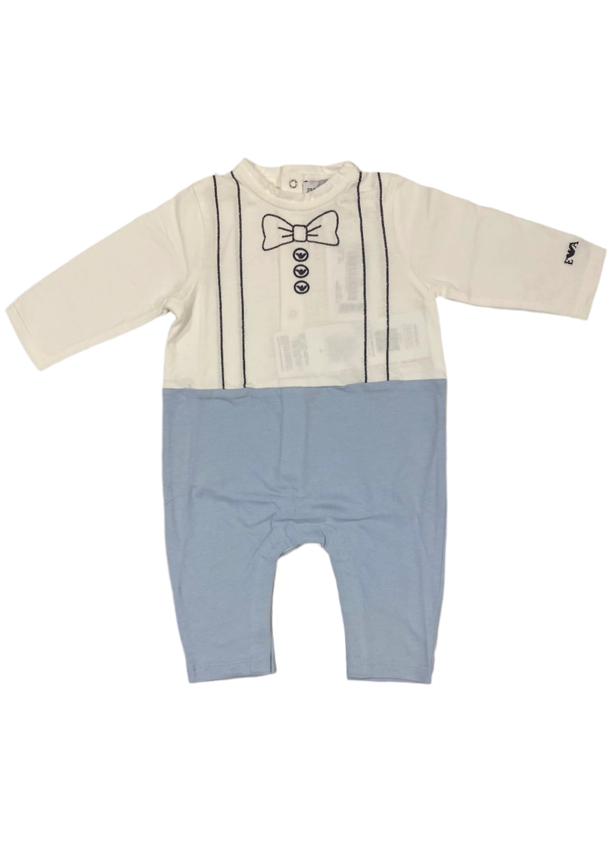 Bow Tie and Eagle Button Embroidery Romper Suit