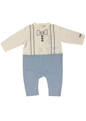 Bow Tie and Eagle Button Embroidery Romper Suit