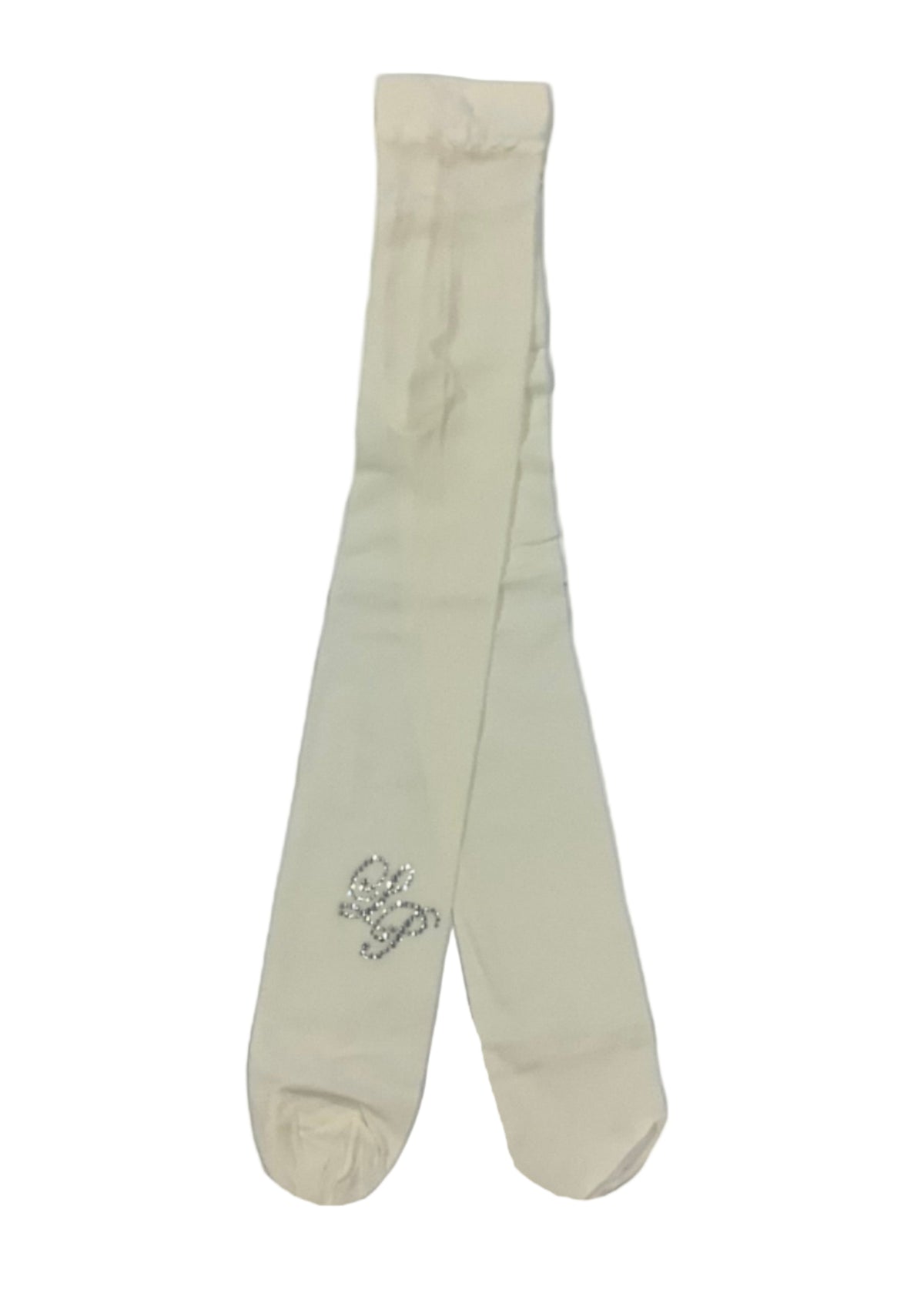 Beige Brand Initial in Crystal Design Tights and Stockings