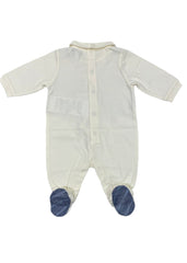 Collared Blue Vest and Bow Tie Design Romper Suit