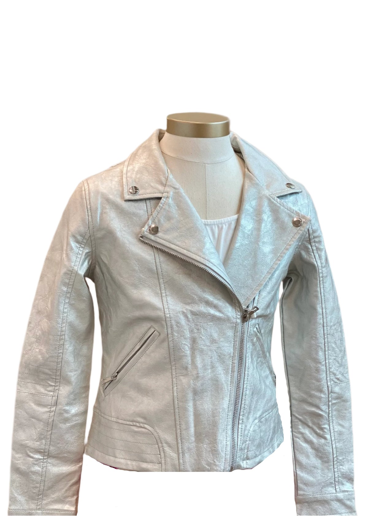 Overlap Silver Faux Leather Jacket