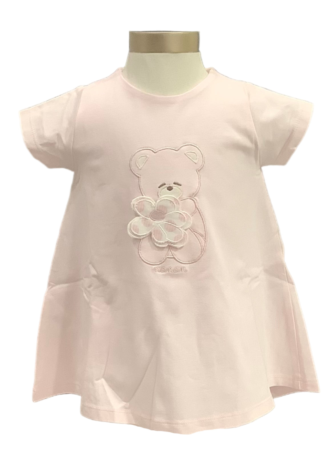 Pink Embroidered Bear Dress with Onesie