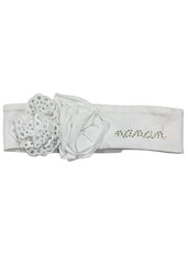 Nanan White Jersey Lace and Flower Head Band