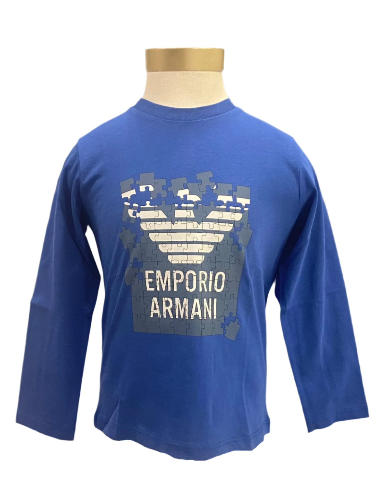 Puzzle White Eagle Print Long Sleeve T-Shirt