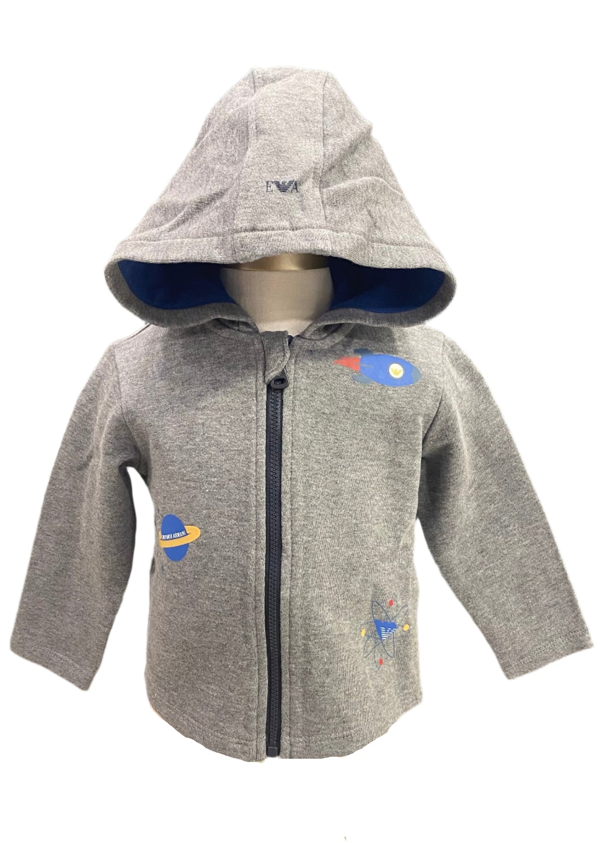 Space Theme Print Hooded Jacket