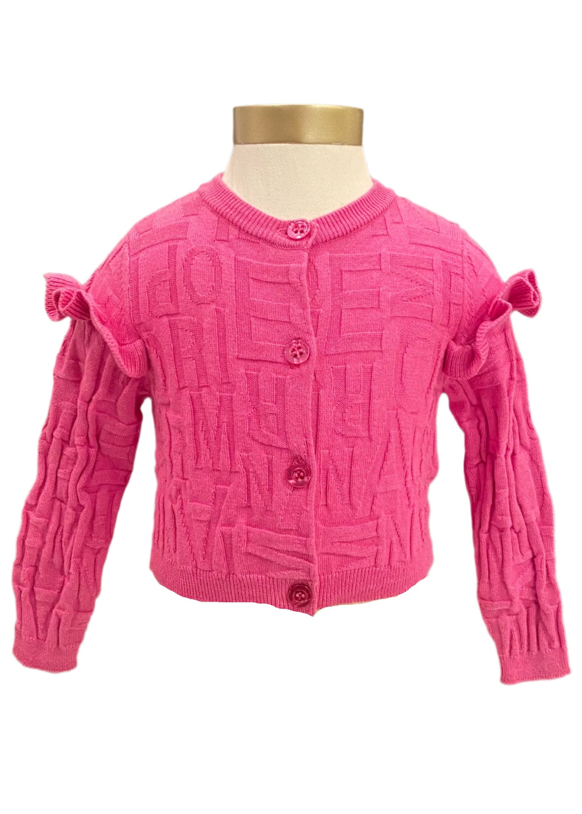 Knit Cardigan with Ruffle Design