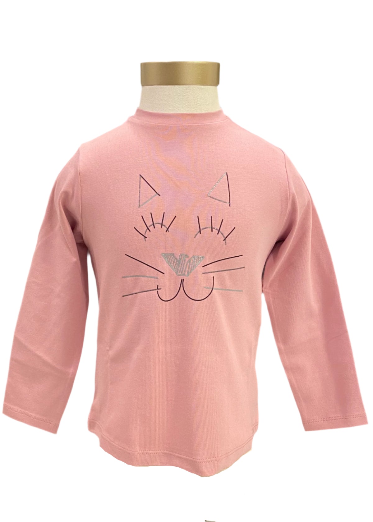 Cat Print with Armani Logo Longsleeve T-Shirt