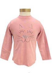 Cat Print with Armani Logo Longsleeve T-Shirt