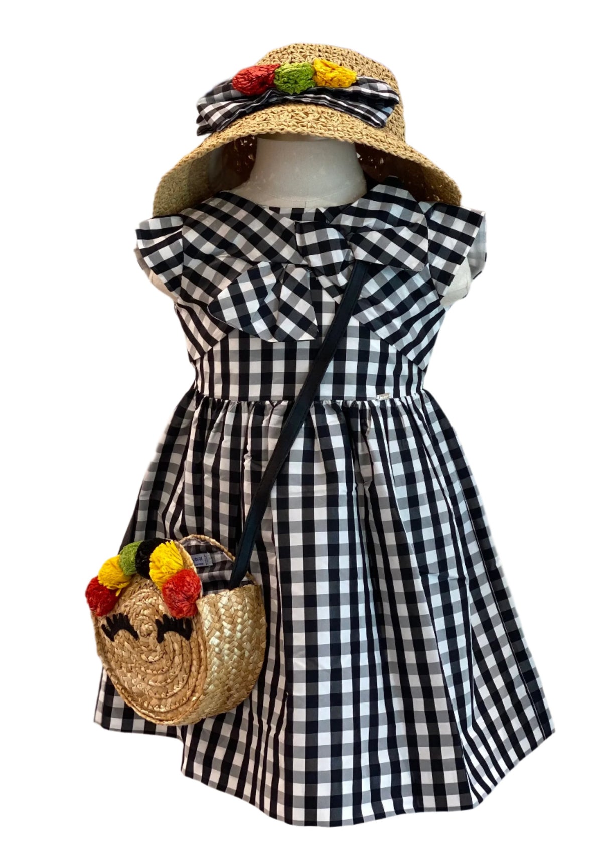 Checkered Dress Bag and Hat Set