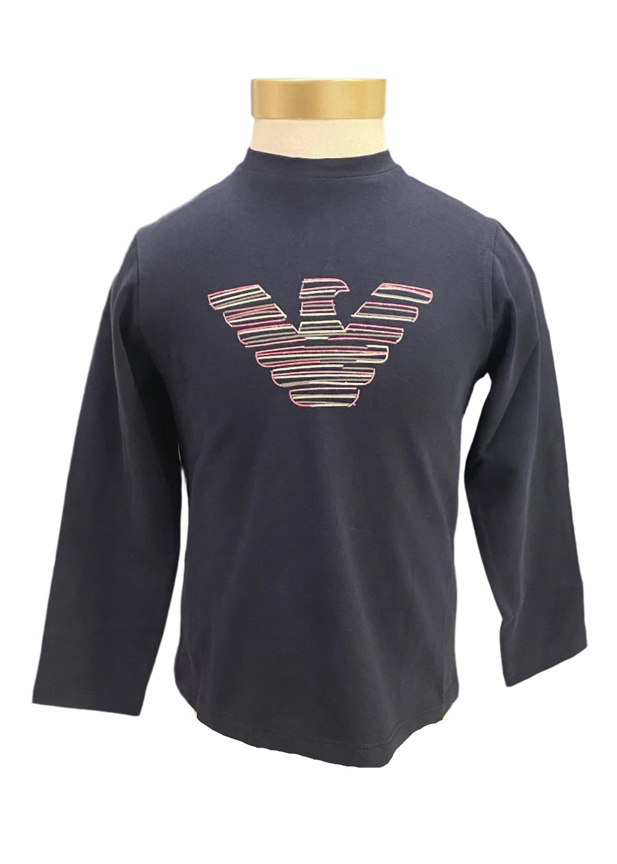 Glittery Pink Gray Armani Logo Print Longsleeve T-Shirt