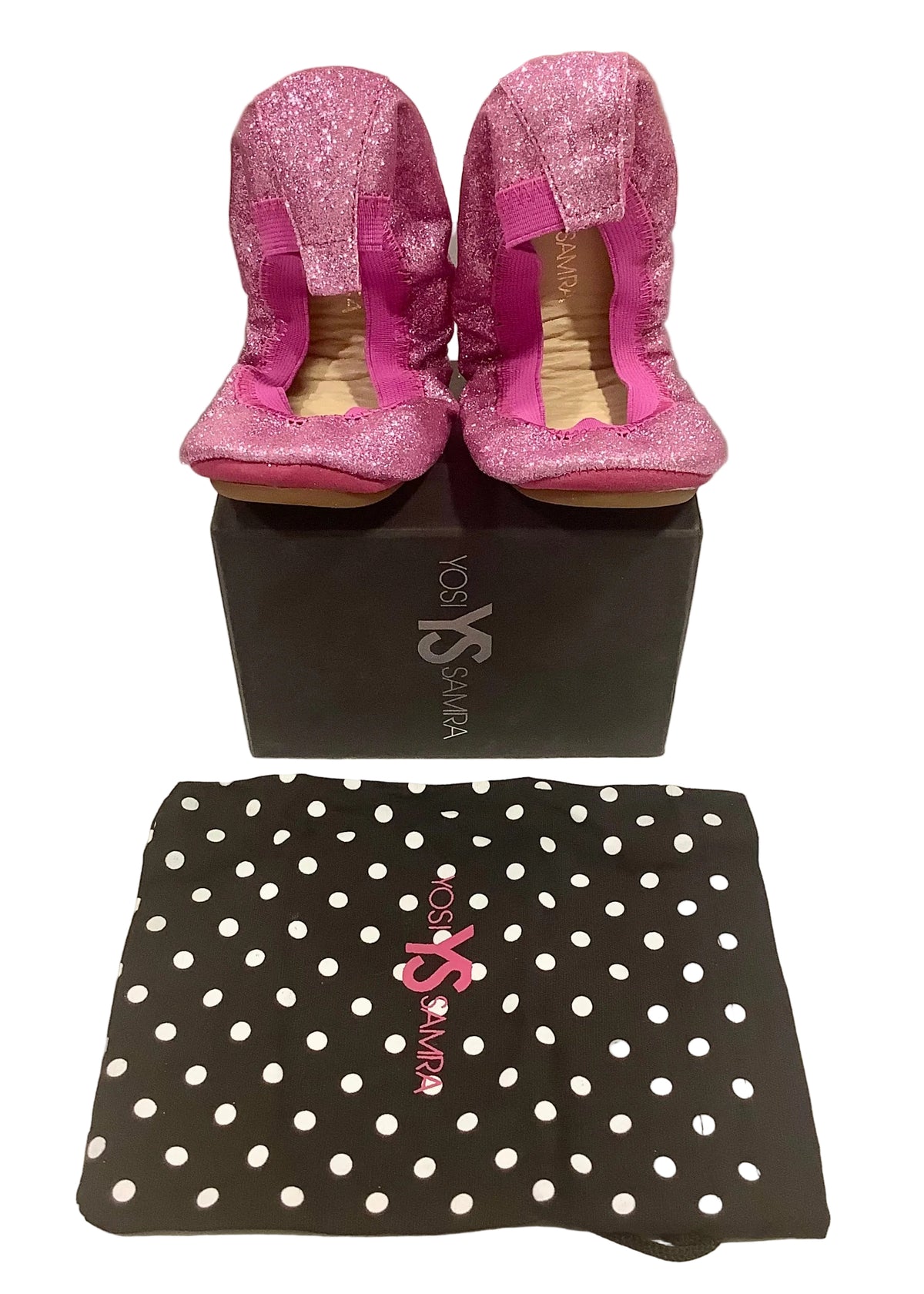 Pink YS Fuchsia Glitter Ballerina Shoes