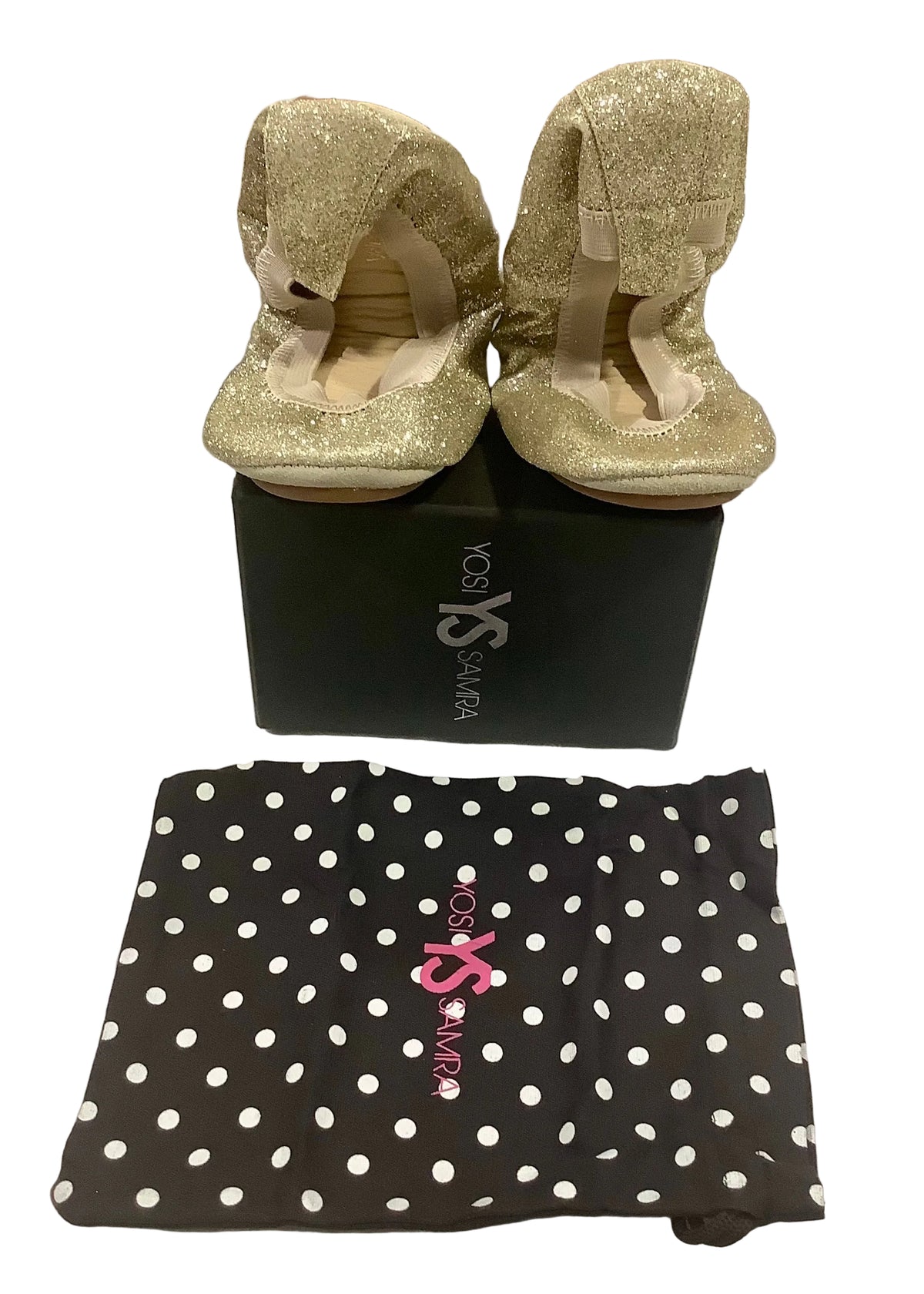 Gold YS Gold Glitter Ballerina Shoes