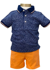 Shirt with All Over Print Work Design and Short Set