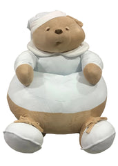 Large Bear Blue Beige Pouf